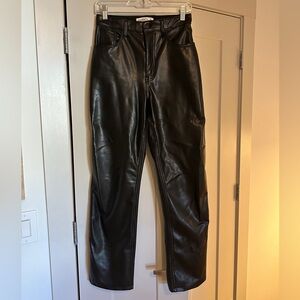 Abercrombie & Fitch Black High-Rise Leather Pants